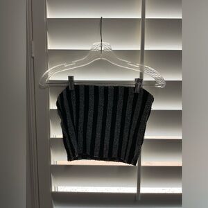Black and silver sparkly tube top🪩